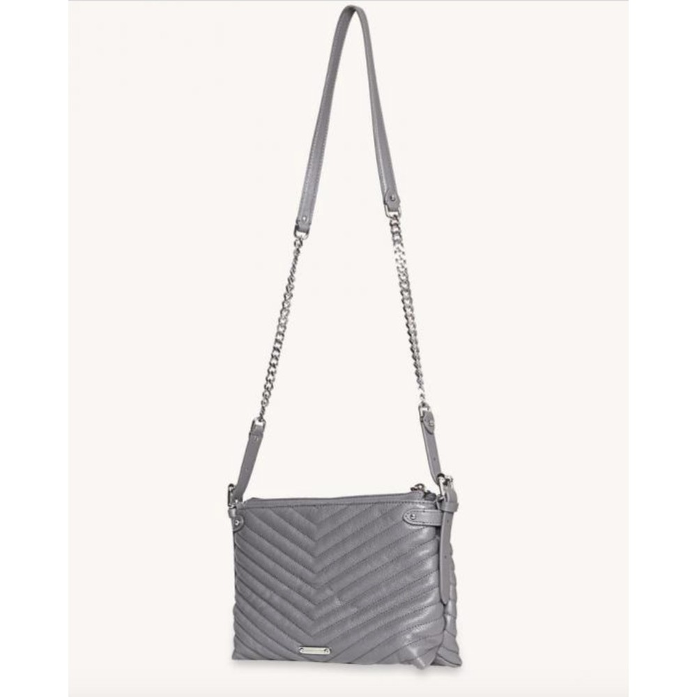 REBECCA MINKOFF Edie Top Zip Crossbody Bag in Steel New with Tags NWT $198